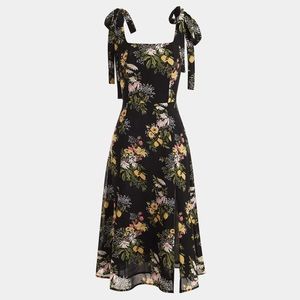 NWOT Moonsea black floral tie strap dress sz L